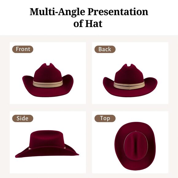5447 Cowboy Hat 100% Wool Water-resistant Cowgirl Western Hats For Women